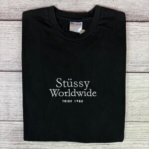 Vintage Y2k Stussy Worldwide Tribe Embroidered T-shirt